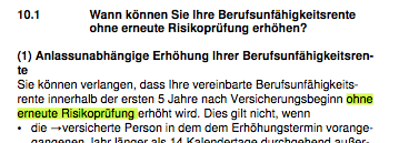 Allianz Berufsunfähigkeitsversicherung Verzicht auf Risikoprüfung bei Nachversicherung