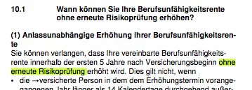 Allianz  Berufsunfähigkeitsversicherung Verzicht auf Risikoprüfung bei Nachversicherung