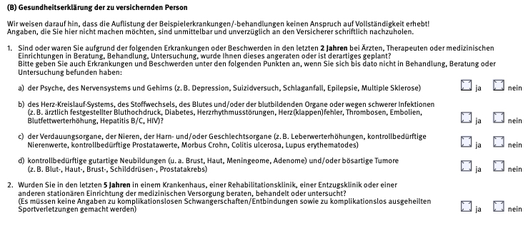 Basler Risikoversicherung vereinfachte Gesundheitsfragen Immobilienfinanzierung