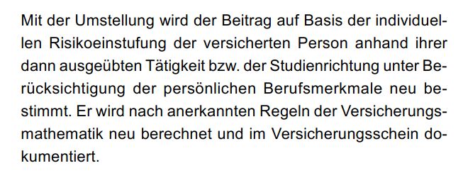 Continéntale Schüler-BU: Neue Berufsgruppeneinstufung