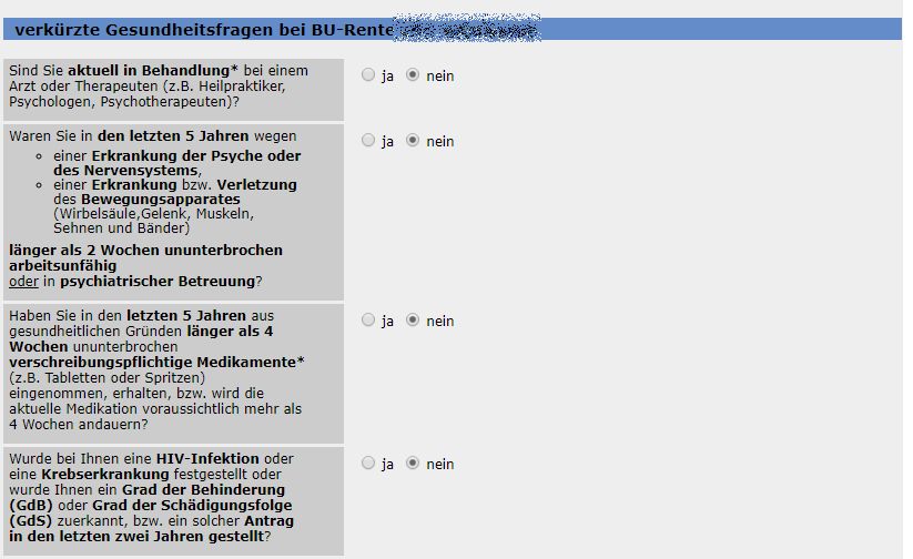 Antrag mit vereinfachten Fragen zum Burnout