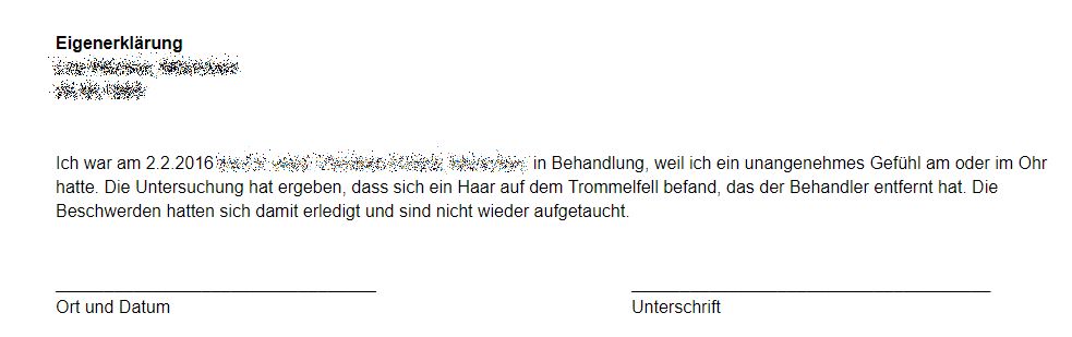 Gesundehitsfragen Berufsunfähigkeitsversicherung Eigenerklärung