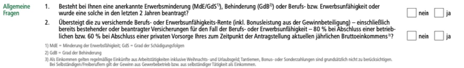 HDI allgemeien Frage BU Baufinanzierer