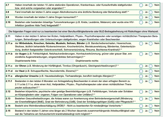 LV 1871 Gesundheitsfragen Teil 2