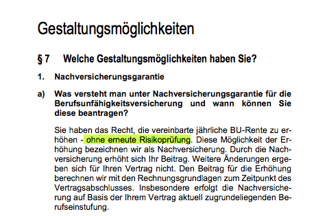 Nachversicherung Regelung der LV 1871 zur Risikoprüfung