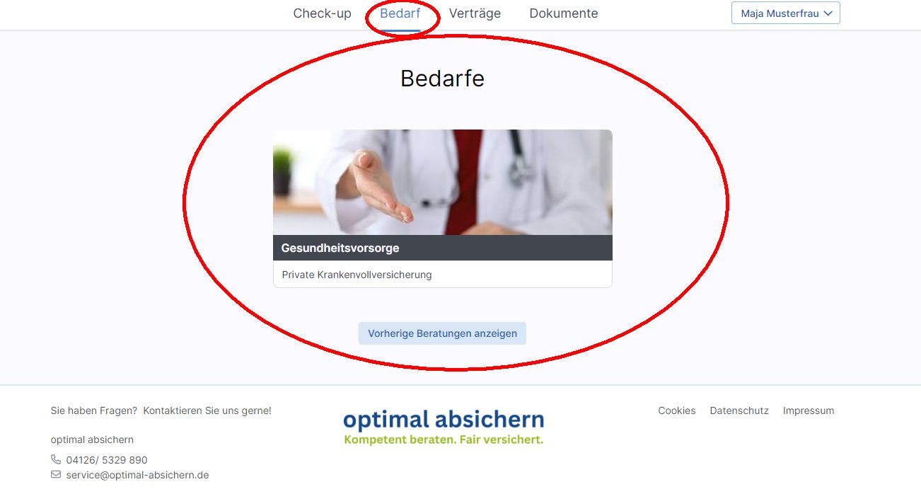Ihr Bedarf auf einen Blick