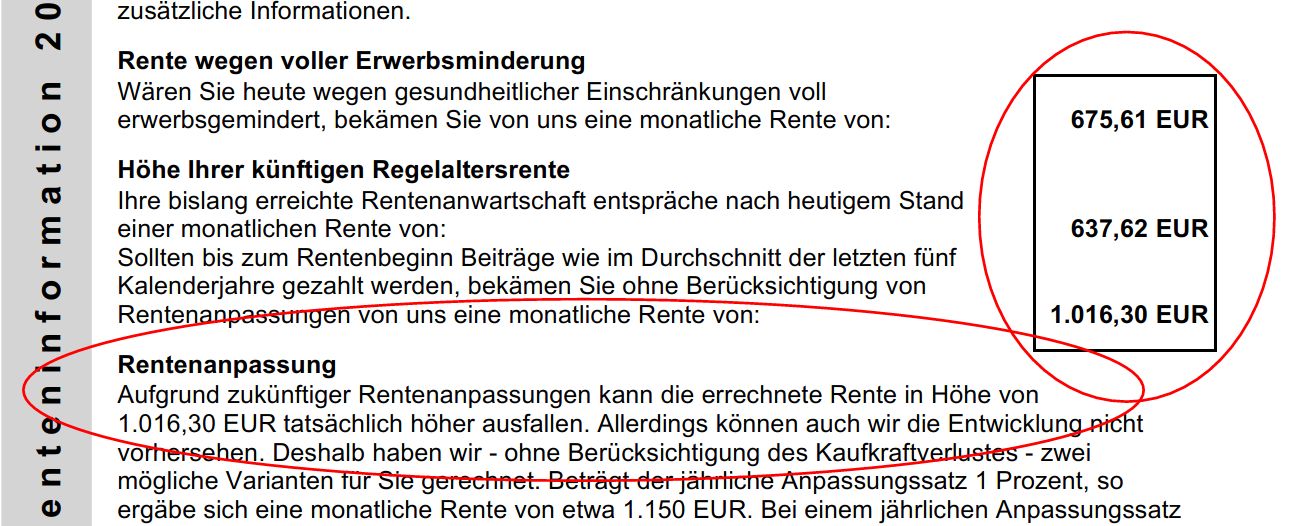 Renteninformation Rentenanpassung