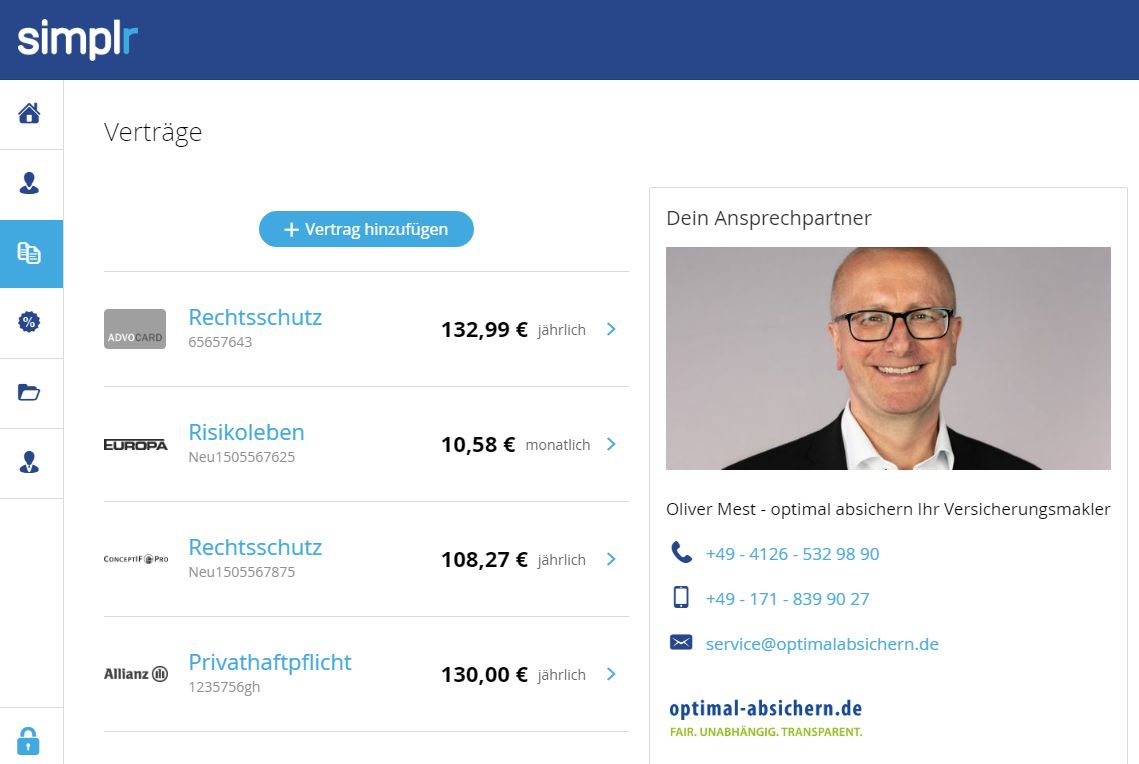 Versicherungen selbst anlegen mit simplr